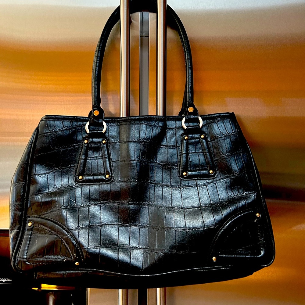 Black Embossed Liz Claiborne Tote